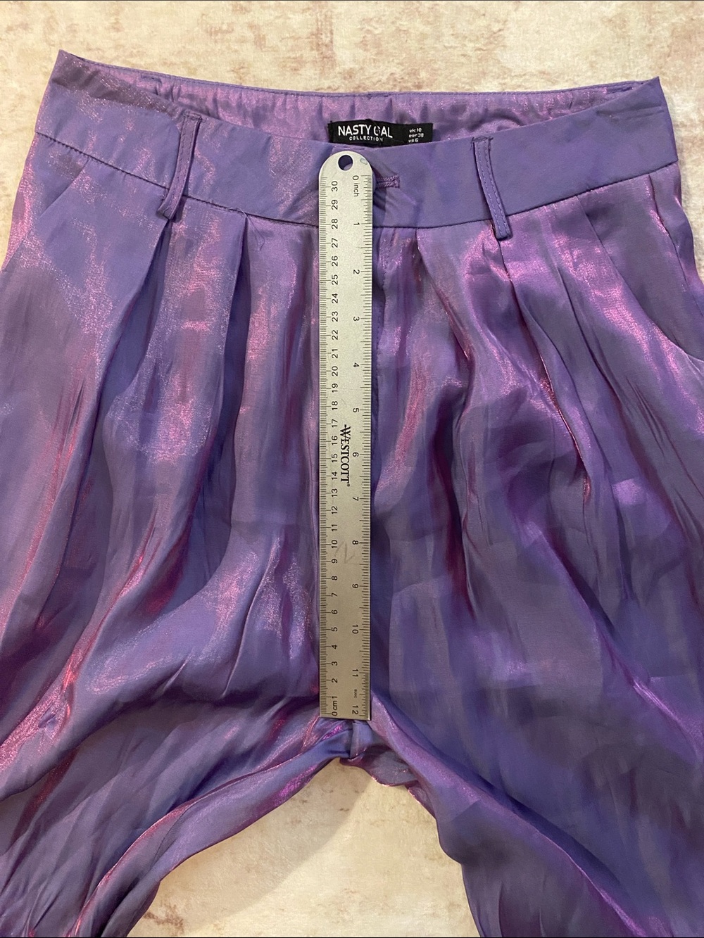 Nasty Gal Purple Iridescent Wide-Leg Pants - Picture 6 of 6